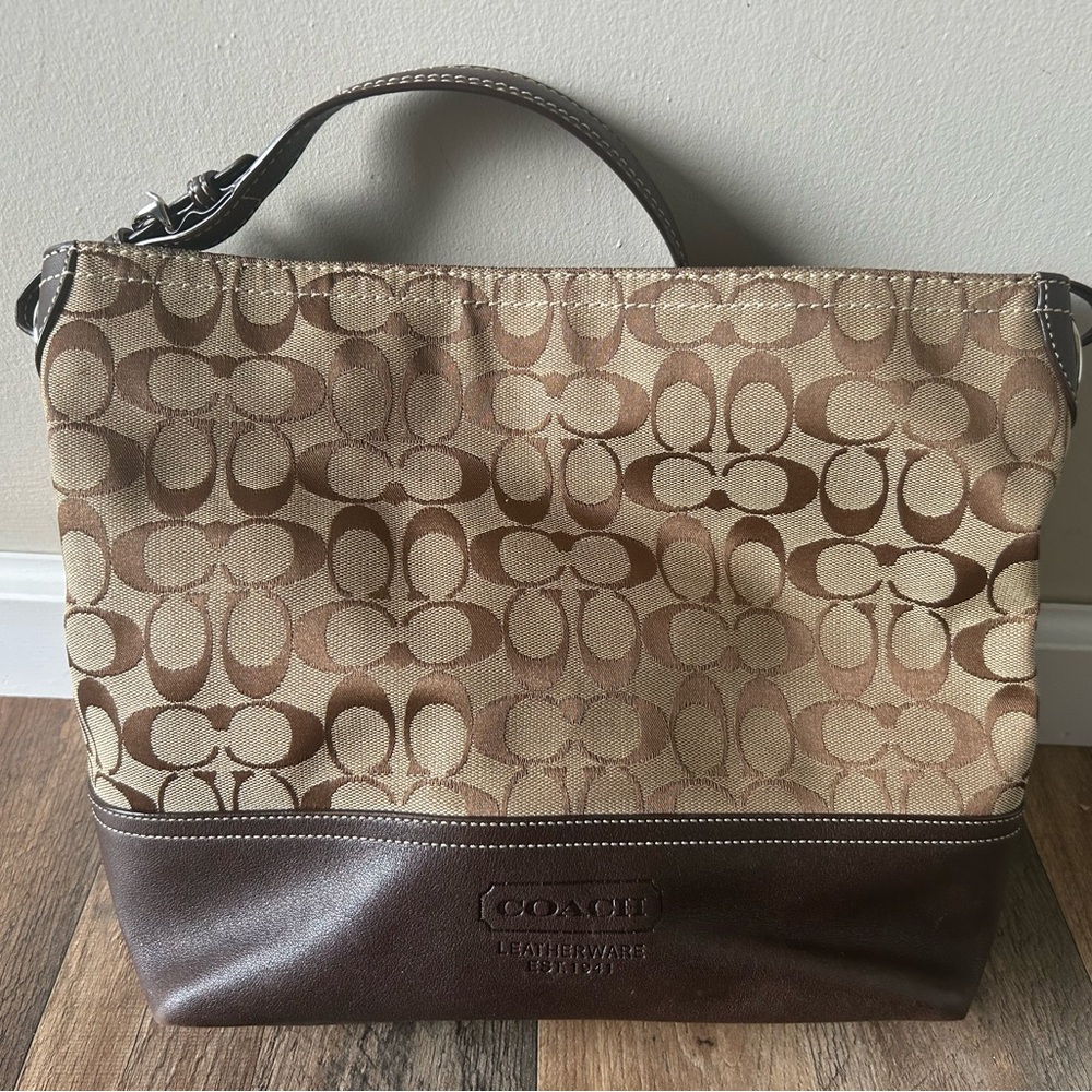 Coach Brown and Tan Signature Tote